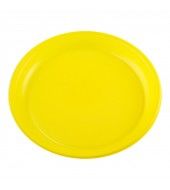 Тарелка пластиковая туристическая многоразовая желтая 210мм